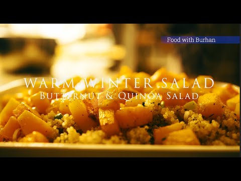 Roasted butternut squash quinoa salad recipe for a new year winter healthy dinner