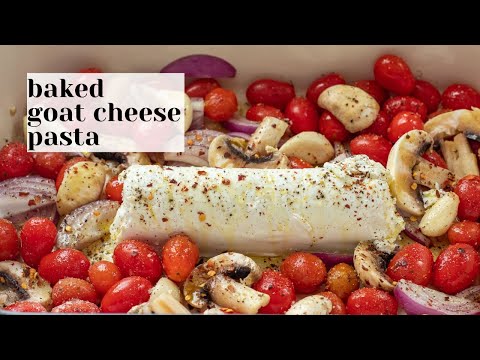 Baked Goat Cheese Pasta with Spinach! Easy Vegetarian Dinner Idea!