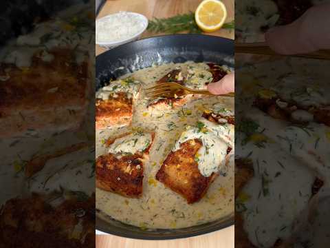 creamy lemon dill salmon 🍋🍣 recipe is on my blog ➡️ kennascooks.com #recipe #food