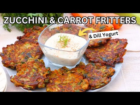 Quick and Easy Zucchini Fritters - Turkish Mücver Recipe with Dill Yogurt Dip