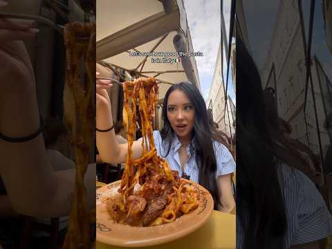 Eating pasta in Italy