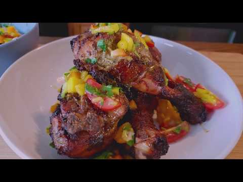 Easy Jerk Chicken and Mango Salsa / Jerk Chicken Oven Baked