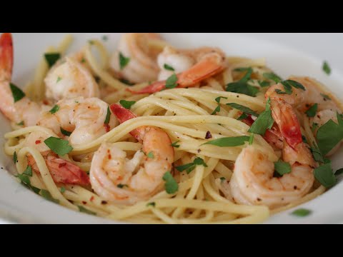 Shrimp Scampi &amp; Pasta - Linguine With Lemon Butter Garlic White Wine Sauce