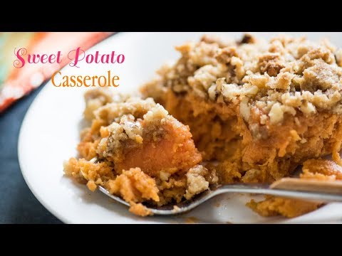 Sweet Potato Casserole w/ a Crunchy Nut Topping