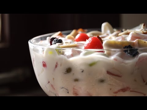 Fruit cream dessert recipe | fruit cream salad recipe