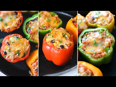 Quinoa Stuffed Bell Peppers | vegetarian &amp; great for meal prep