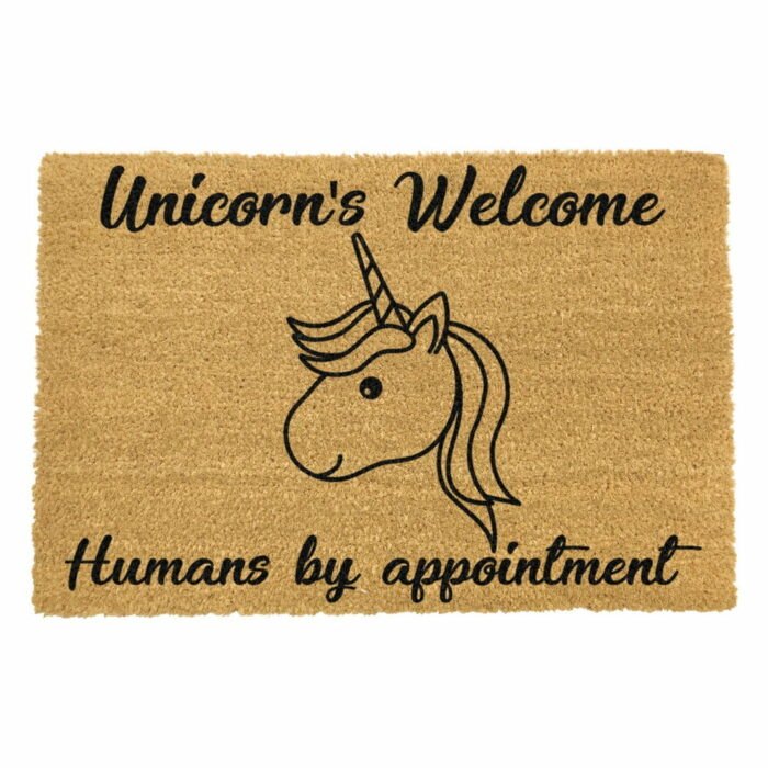 Rohožka z prírodného kokosového vlákna Artsy Doormats Unicorns Welcome