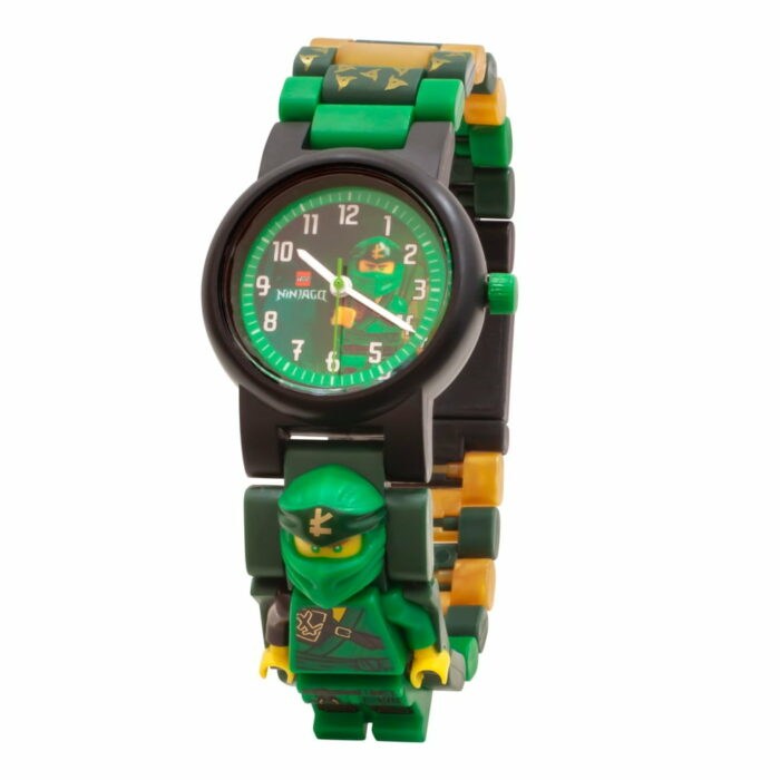 Zelené náramkové hodinky so skladacím remienkom a minifigúrkou LEGO® NINJAGO Lloyd