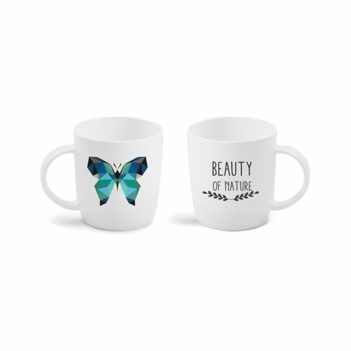 Hrnček z imitácie porcelánu s obojstrannou potlačou Vialli Design Butterfly