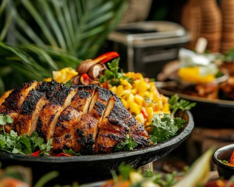 Aromatic Caribbean Symphony: Perfectly Spiced Jerk Chicken with Exotic Accompaniments